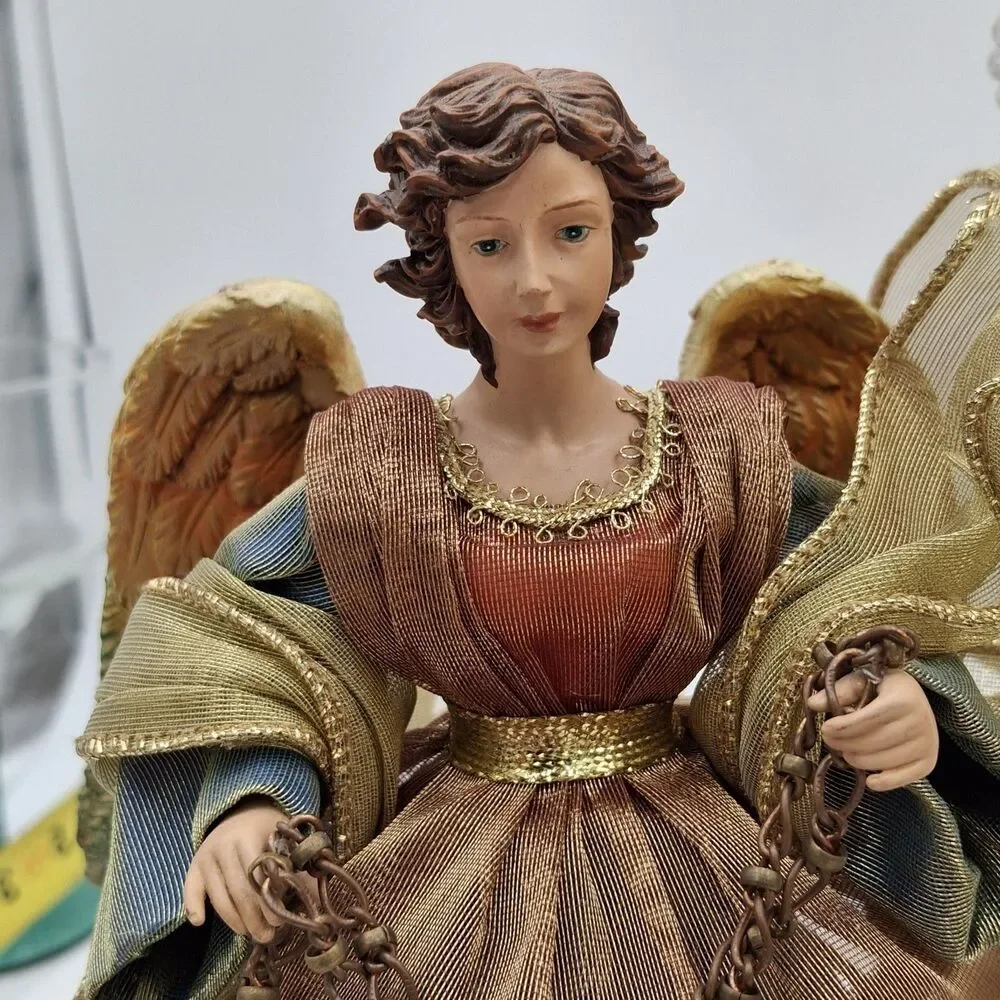 Vintage Angel Tree Toppers  Mixed Lot Of 4 Porcelain, Wire, Paper, Resin, Fabric